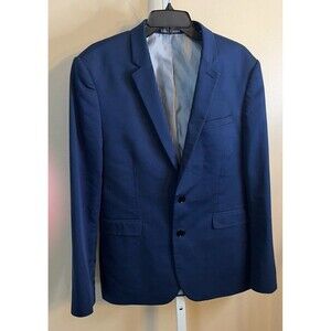 Express Blazer Mens Size 40R Blue Slim Fit 2 Button Stretch Cotton Sport Coat